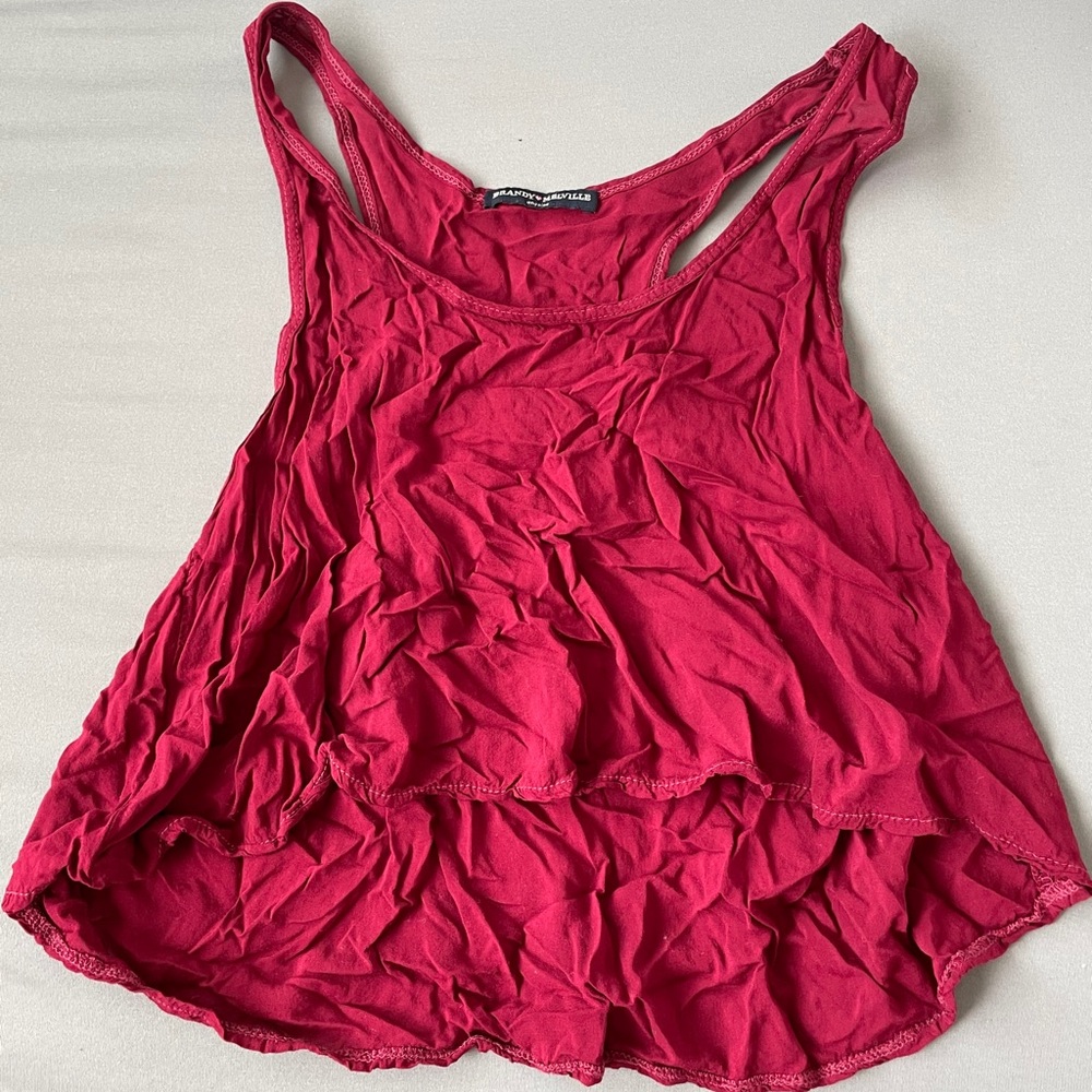 Brandy Melville Deep Red Flowy Crop Top